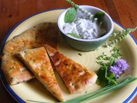 Flatbread with lots of herbs and garlic