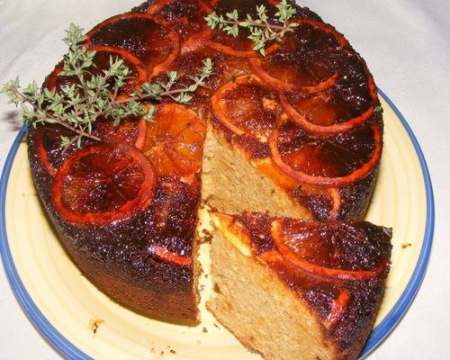 Orange and Thyme caramelised upside-down cake