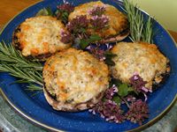 Cheesy mushrooms stuffed with herbs