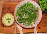 Herby salad with an avocado dressing